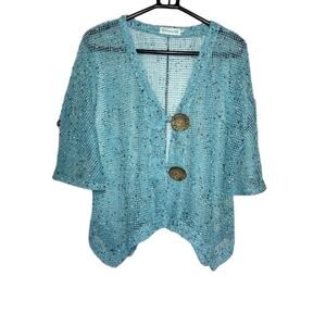 Lulu B AquaMesh Oversized Cardigan Size Small Short Sleeve 22x24 Buttons